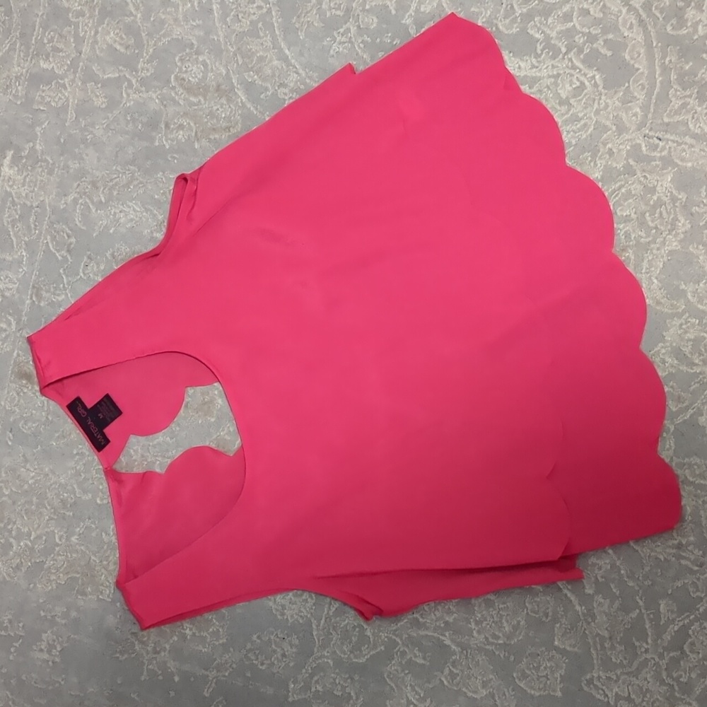 Material Girl Open Back Scalloped Hem Top